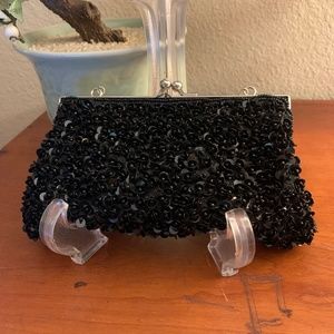 EUC New black sequin cocktail purse